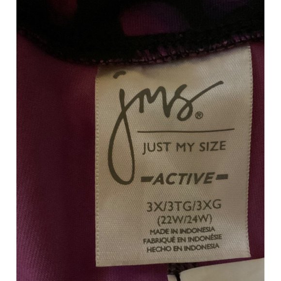JMS Just My Size Womans 3X Active Leggings Dark Purple Black Floral - Picture 5 of 12